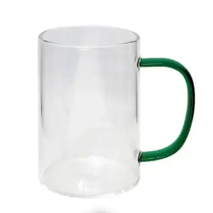 Caneca De Vidro Cristal Com Alça Colorida