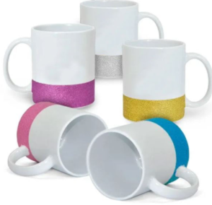 Caneca Com Faixa de Glitter